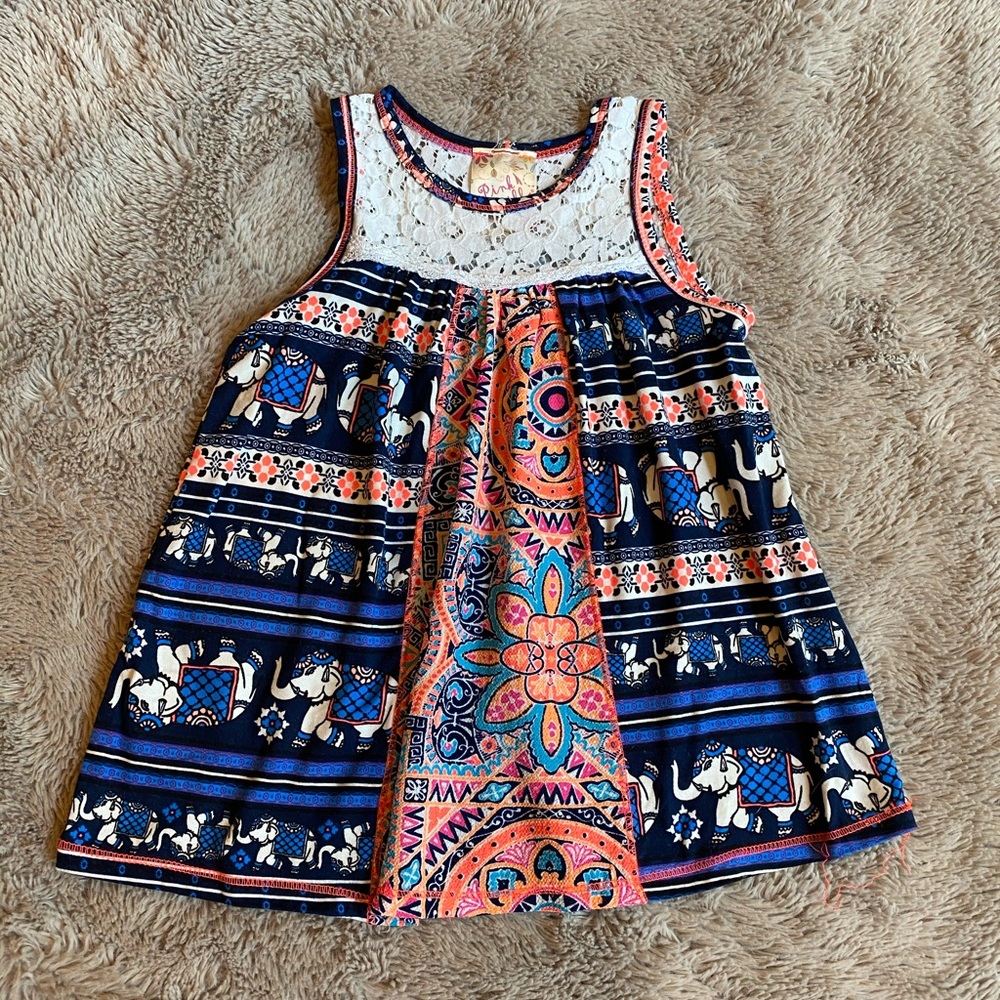 Pink Vanilla Multicolored Elephant Tank Top Size 4